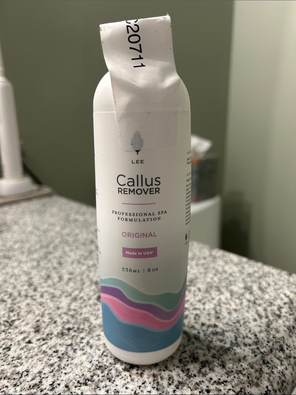 Lee Callus Remover Bottle — White with Pink, Blue, Green Accents, Brand New!!
